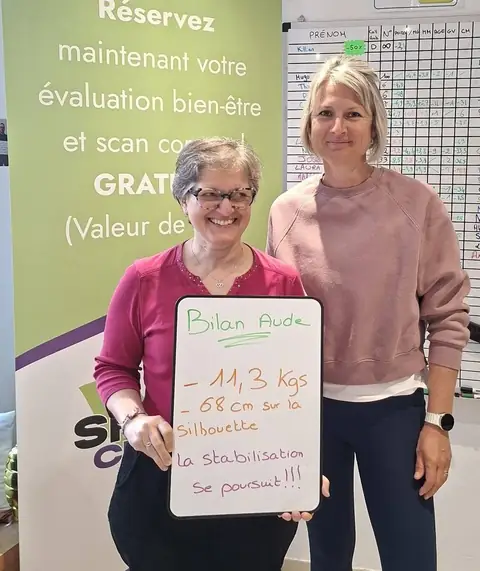 L’ardoise de bilan d’une membre, photographiée au club St. Martin Nutrition