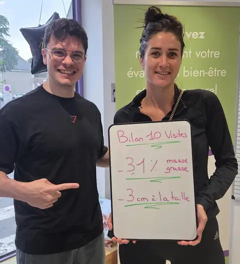 L’ardoise de bilan d’une membre, photographiée au club St. Martin Nutrition