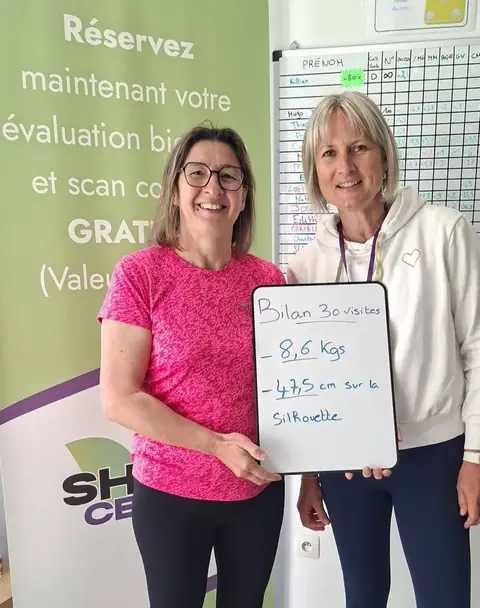 L’ardoise de bilan d’une membre, photographiée au club St. Martin Nutrition