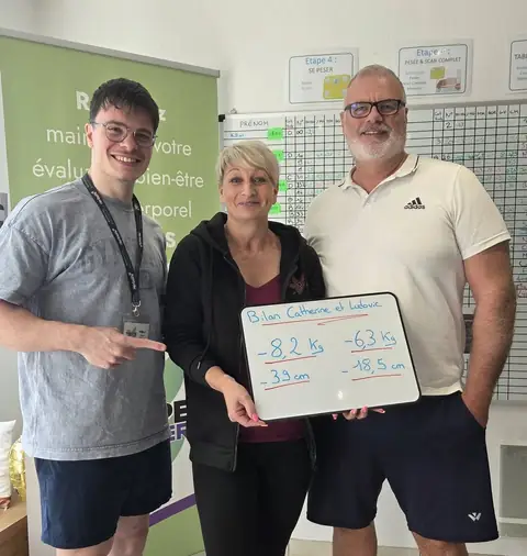 L’ardoise de bilan d’une membre, photographiée au club St. Martin Nutrition